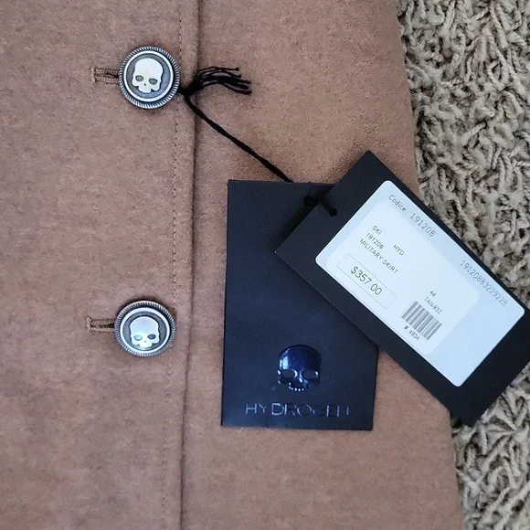 NWT Hydrogen Alberto Biani Skirt Wrap Mini Wool Blend Size 44/Large SkullS - Picture 2 of 5